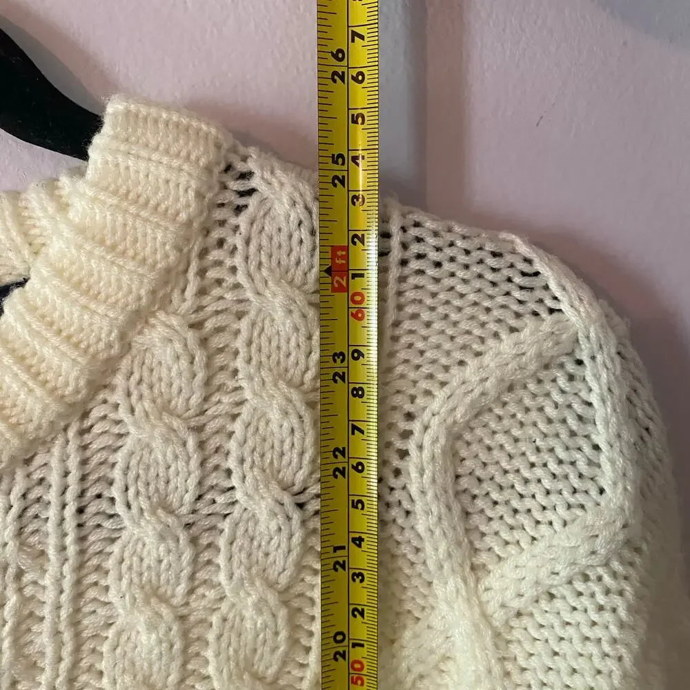 Jockey Sportswear White Cream Cableknit Fishermen Sweater Men's size Medium